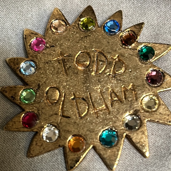Todd Oldham Jewelry - Vintage Todd Oldham gold rhinestone brooch
